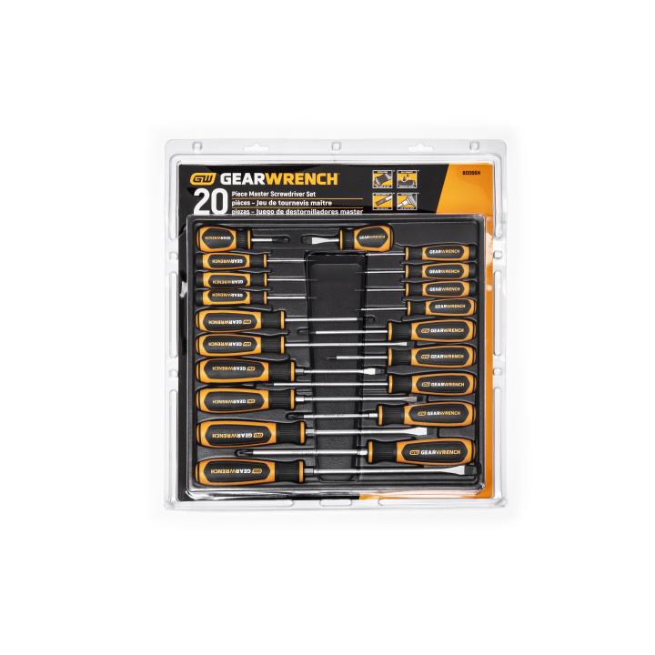 GEARWRENCH Ensemble de tournevis à double matériau Phillips/fente/Torx 20 pièces - 80066H